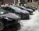 Chicago area Supercharger station during the Arctic blast (image: CBS Chicago/YT)