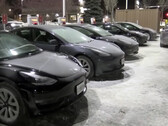 Chicago area Supercharger station during the Arctic blast (image: CBS Chicago/YT)