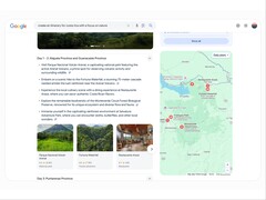 AI Overviews in Google Search can now give ideas and reviews for regions and countries users want to visit. (Image source: Google)