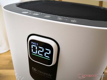 Front of screen displays air quality in real time