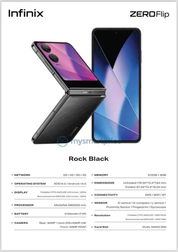 The Infinix Zero Flip shares its design with the Tecno Phantom V Flip 2. (Image source: MySmartPrice)