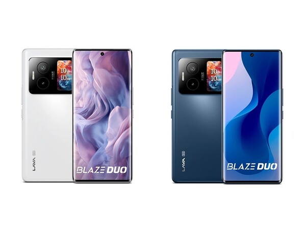 The Lava Blaze Duo is available in white and blue colors. (Image source: Lava)