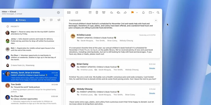 macOS 15.4 revises the design of Apple's Mail app. (Image source: 9to5Mac)