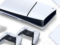 PS5 console shown with two controllers (Image source: Sony Interactive Entertainment with edits)
