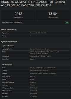 Ryzen 9 8940H Geekbench listing (image via Geekbench)