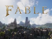 The Fable logo with the world of Albion in the background