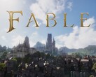 The Fable logo with the world of Albion in the background