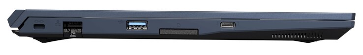 left side: Kensington Lock, RJ45 LAN, USB-A 3.2 Gen1, card reader, USB-C 4.0 Gen3x2 (incl. Thunderbolt 4 & DisplayPort 1.4)