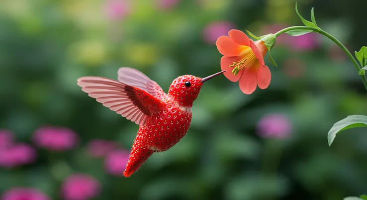 An image generated through Imagen 3 using the prompt "strawberry bird." (Image source: Google)