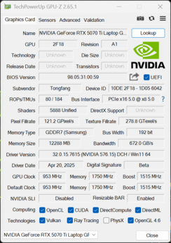 GPU-Z: GeForce RTX 5070 Ti Laptop GPU