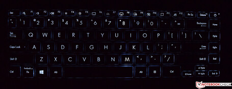 Keyboard of the Asus ZenBook 13 UM325S (illuminated)