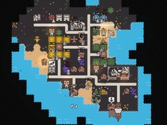 A developed island in Clicky Islands, featuring crop farming, automated resource loops, unit tasks, and dockside infrastructure.