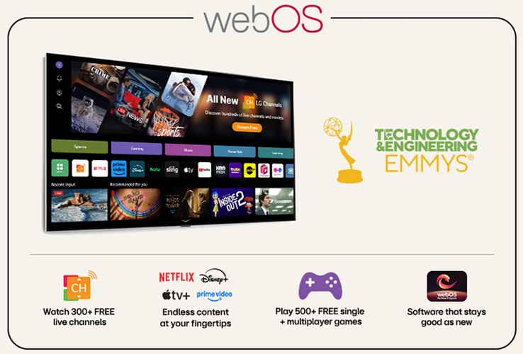 The LG 32GX870A-B OLED monitor comes with webOS, enabling access to online media and game services without a computer. (Image source: LG)