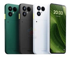 The Fairphone 6 will reportedly be available in three colours, including Forest Green and Cloud White. (Image source: Winfuture)