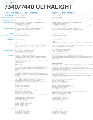 Dell Latitude 7340 Ultralight and Latitude 7440 Ultralight - Specifications. (Source: Dell)