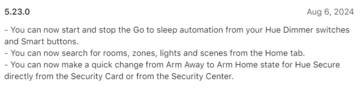 The changelog for Philips Hue app version 5.23.0. (Image source: Apple App Store)