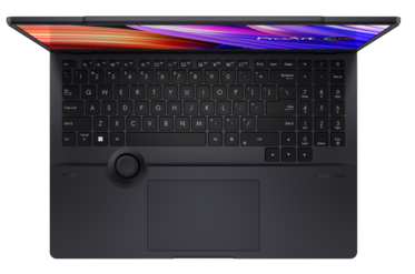 Asus ProArt StudioBook 16 3D OLED - Keyboard with Asuis Dial. (Image Source: Asus)