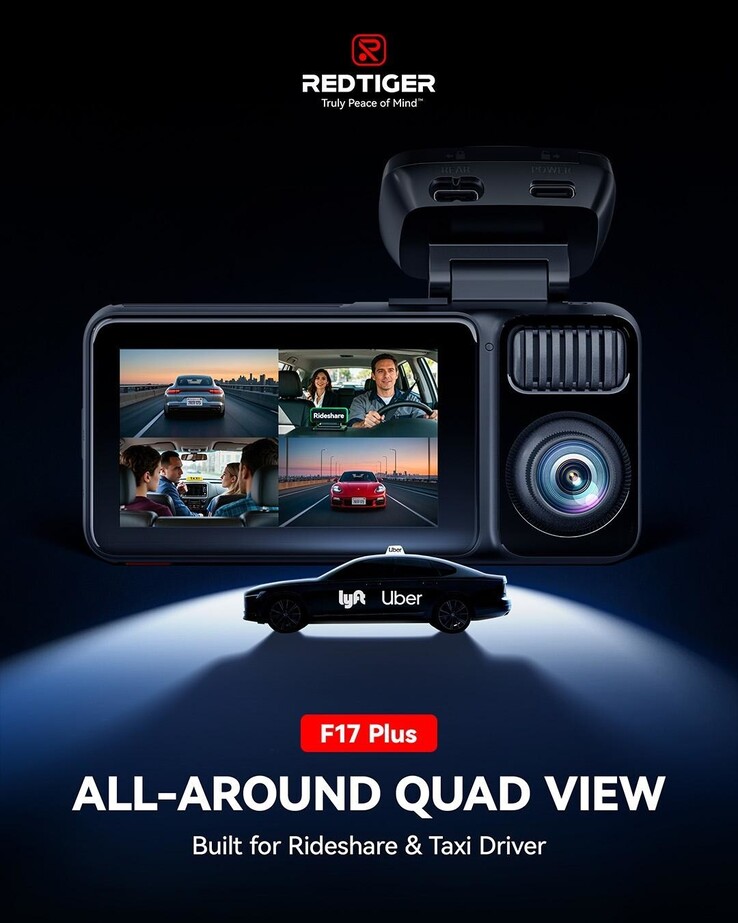 The Redtiger F17 Plus dash cam can capture up to 2.7k 30 fps footage (Image source: Redtiger)