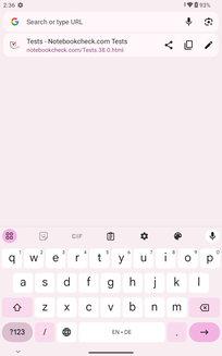 The keyboard in portrait format