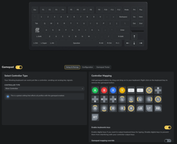 Wootility v5 allows you to remap the keyboard to certain controller functions, which could be very useful in racing or simulation games. (Image source: Julian van der Merwe / Notebookcheck)