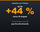 Graphic stating that Amazon raised list prices by up to 44 percent while checkout prices stayed the same