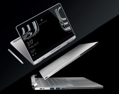 The Book One distinguishes itself by having both a 360 degree hinge and a detachable tablet. (Source: Porsche Design)