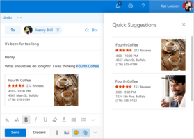 Smarter inbox features for linking businesses, flights, and more. (Source: Microsoft)