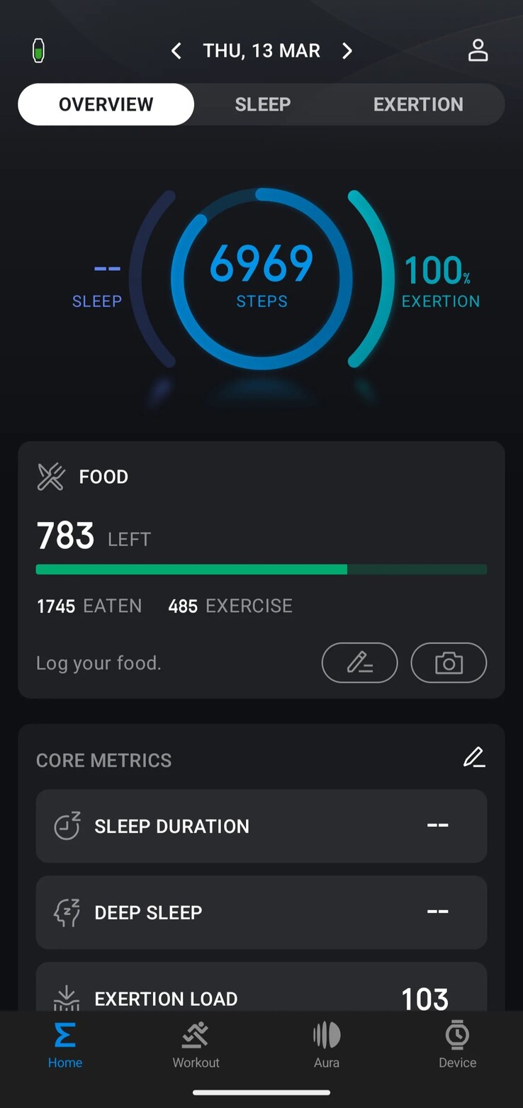 The Zepp app Food Log feature. (Image source: u/TakenByVultures via Reddit)
