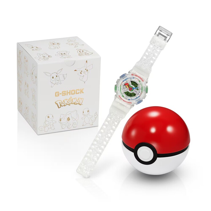 The limited-edition watch ships with a custom collector's box alongside the Poké Ball-shaped display case.