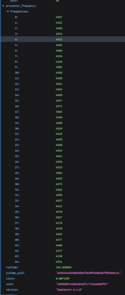 Intel Core Ultra 5 236V frequency chart (image source: Geekbench)