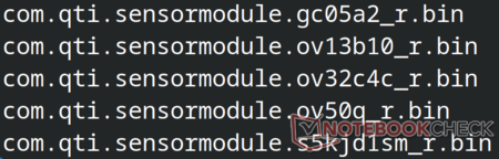 Qualcomm camera sensor module configuration binaries found in the dump