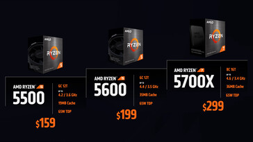 New Ryzen 5000 series 65 W CPUs. (Source: AMD)