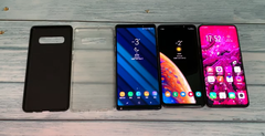The two cases line up with a Samsung Galaxy Note 9, Samsung Galaxy S9+, and an Oppo Find X. (Source: YouTube/Ice universe)