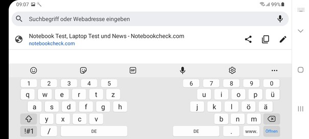 Keyboard in landscape mode