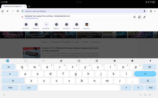 Keyboard in landscape mode