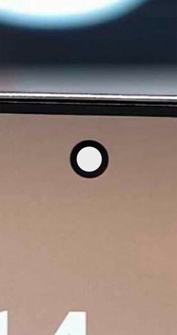 The punch hole in the marketing image, shown here in white, does not correspond to the actual size.