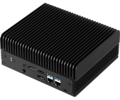 ASRock&#039;s iBOX-R1000 is the first mini PC to integrate AMD&#039;s Ryzen R1000-series embedded CPUs. (Source: ASRock)