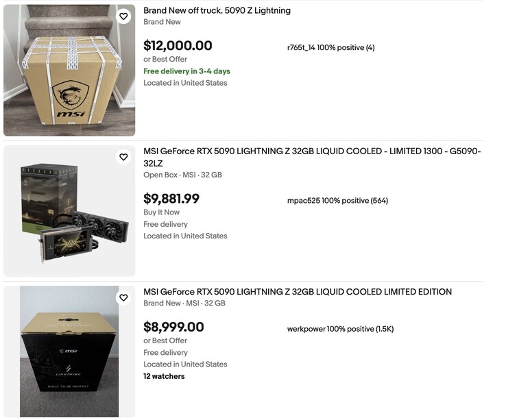eBay listings for the RTX 5090 Lightning Z are just as insane as one might expect.