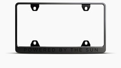 The new &#039;Powered by the sun&#039; licence plate (image: Tesla)