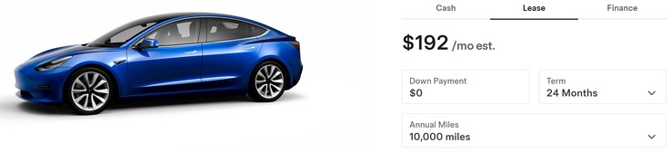 Preowned Model 3 lease payment with zero down.