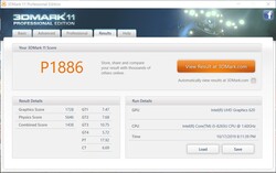 3DMark 11 scores running on battery