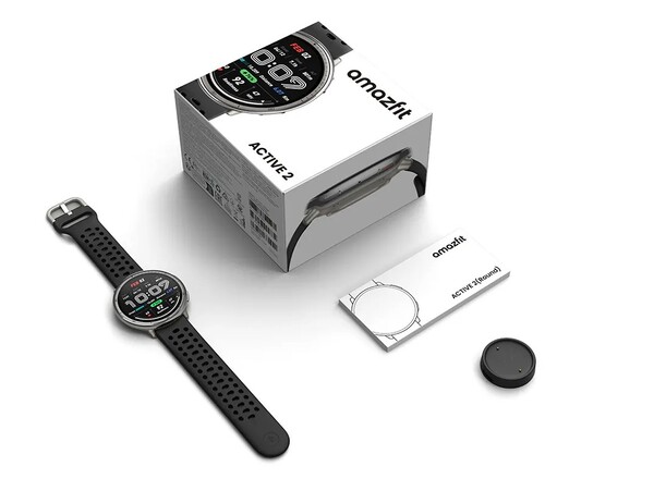 The Amazfit Active 2 comes with a magnetic charging base. (Image source: Amazfit)