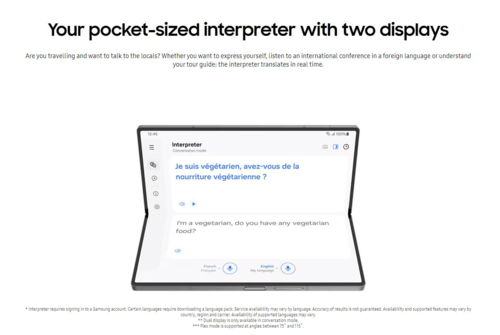 Galaxy Z Fold 6 interpreter (image via Samsung)