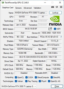GPU-Z Nvidia GeForce RTX 3080 Ti