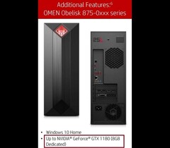 NVIDIA GeForce GTX 1180 mentioned in HP Omen Obelisk 875 specs sheet (Source: Reddit)
