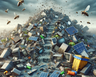 Huge piles of old smartphones, laptops, TVs, solar panels and other electronics threaten our planet according to the ITU & UN Global e-Waste Monitor Report for 2024. (Source: AI image Dall-E 3)