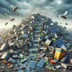 Huge piles of old smartphones, laptops, TVs, solar panels and other electronics threaten our planet according to the ITU & UN Global e-Waste Monitor Report for 2024. (Source: AI image Dall-E 3)