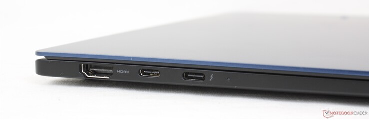 Left: HDMI, USB-C w/ DisplayPort + Power Delivery, USB-C w/ Thunderbolt 4 + DisplayPort + Power Delivery