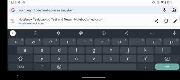 Keyboard in landscape mode