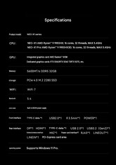 Specs of the Neo X1 gaming PC series